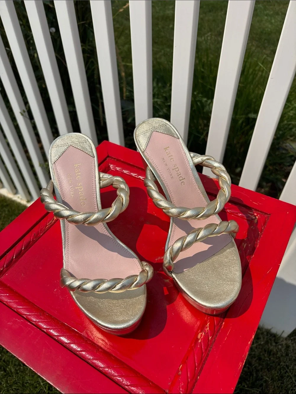 Kate Spade Gold Wedges Size 7.5, Worn Once